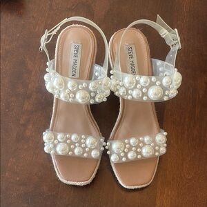 Steve Madden Women's Pearl Embellished Sandals - Cream